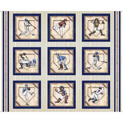 Quilting Treasures - Bases Loaded - 36' Baseball Picture Patches, Beige