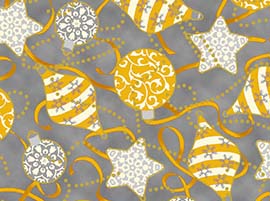 Quilting Treasures - Celebrate the Season - Metallic Ornaments, Grey