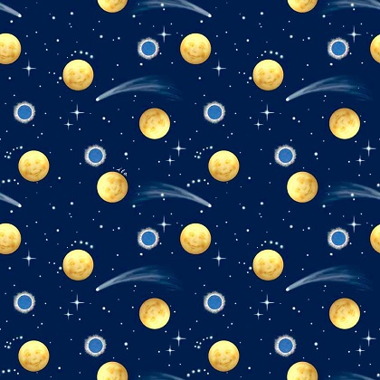 Quilting Treasures - Celestial - Sun & Moon, Navy