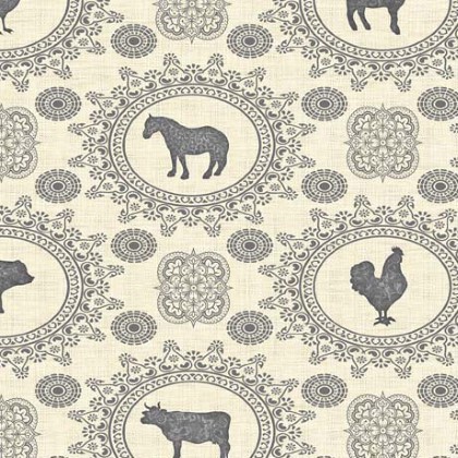 Quilting Treasures - Country Farm - Animal Doily, Ecru