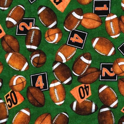 Quilting Treasures - Football Novelteenie - Footballs, Green (Minky)