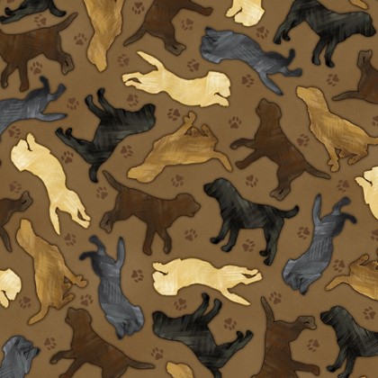 Quilting Treasures - For The Love of Labs - Dog Silhouettes, Brown