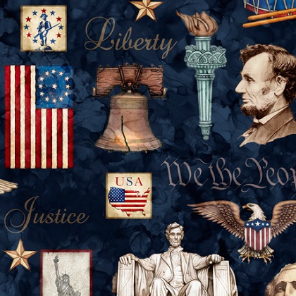 Quilting Treasures - Indivisible - Patriotic Allover, Navy