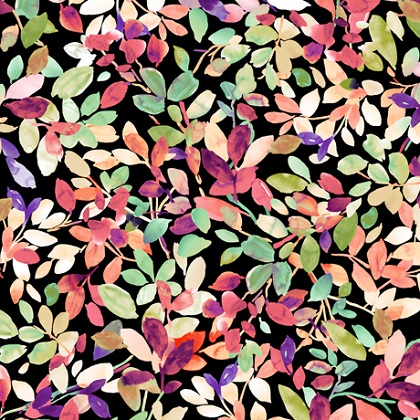 Quilting Treasures - Jacqueline 2 - Packed Leaves, Black