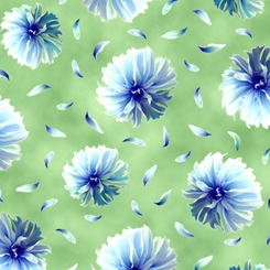 Quilting Treasures - Kenzie - Tossed Blooms, Lime