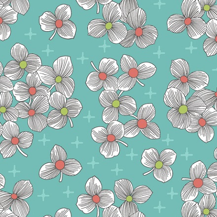 Quilting Treasures - Lexi - Spaced Florals, Aqua