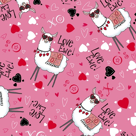 Quilting Treasures - Love Ewe - Ewe Toss, Pink