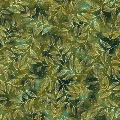 Quilting Treasures - Mediterranea - Sprig Toile, Green