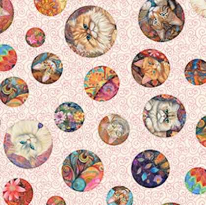 Quilting Treasures - Quilt Room Kitties - Cat Circles, Cream