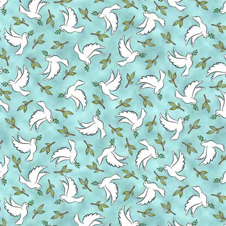 Quilting Treasures - Rejoice - Doves, Aqua