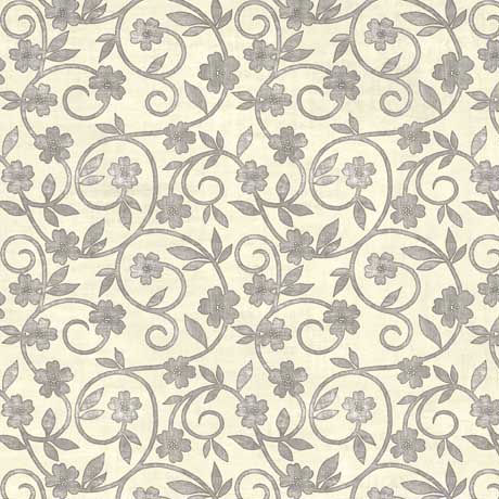 Quilting Treasures - Rejoice - Floral Scroll, Cream