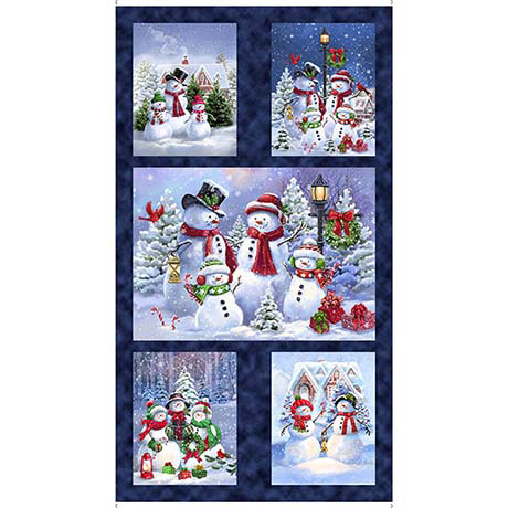 Quilting Treasures - Snowman Holiday - 24' Snowman Picture Panel, Navy