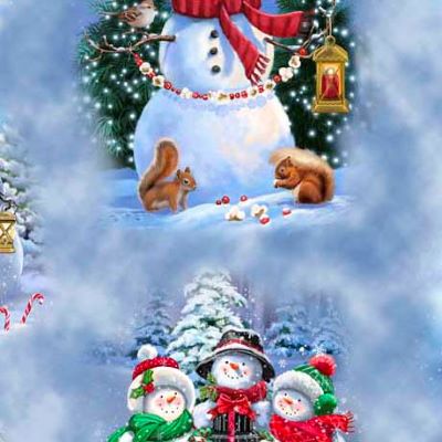 Quilting Treasures - Snowman Holiday - Snowman Vignettes, Blue