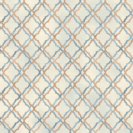 Quilting Treasures - Tranquility - Scroll Trellis, Blue