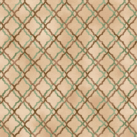 Quilting Treasures - Tranquility - Scroll Trellis, Tan