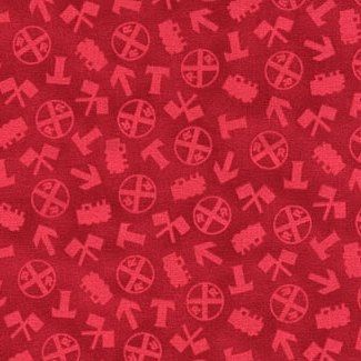 Quilting Treasures - Who's That Train - Tonal Train Symbols, Red