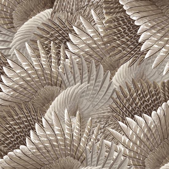 Quilting Treasures - Wild Pheasants - Feathers, Gray