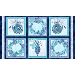 Quilting Treasures - Winter Frost - 24' Ornament & Wreath Panel, Blue