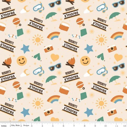 Riley Blake - Camp S'mores - Main Print, Marshmallow