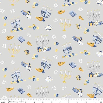 Riley Blake - Hanukkah Nights - Main Print, Gray