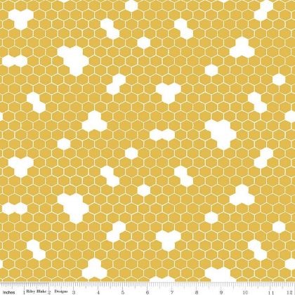 Riley Blake - Honey Bees & Flowers Please - Honeycomb, Gold