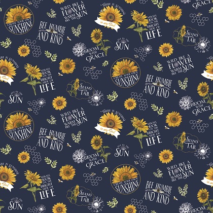 Riley Blake - Honey Bees & Flowers Please - Main Print, Navy