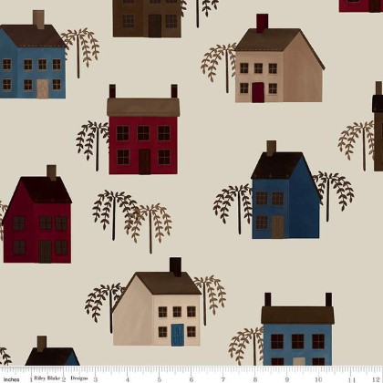 Riley Blake - Huckleberry Saltbox - Houses, Oatmeal