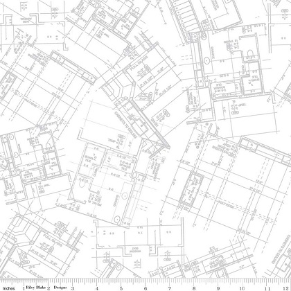 Riley Blake - Hush Hush - Gray Schematic, White