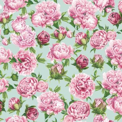 Riley Blake - Monthly Placemats - May Peonies, Mint