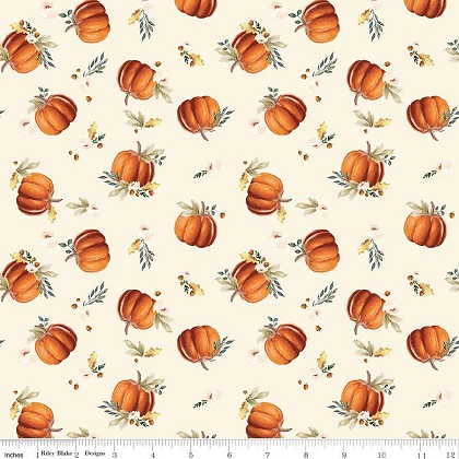 Riley Blake - Shades of Autumn - Pumpkins, Cream