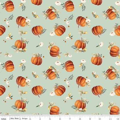 Riley Blake - Shades of Autumn - Pumpkins, Tea Green