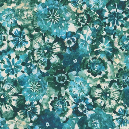 Robert Kaufman - Cove - Packed Florals, Lagoon