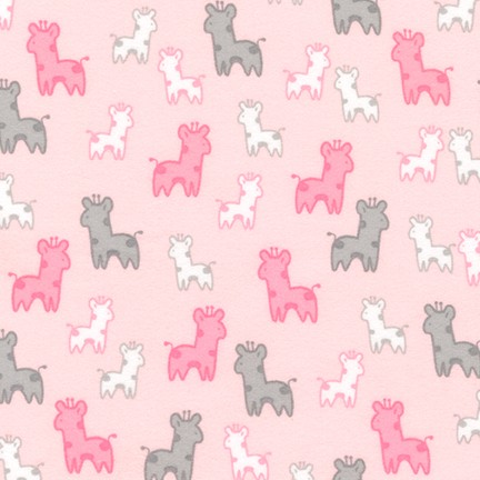 Robert Kaufman - Cozy Cotton Flannel - Baby Giraffes, Pink on Pink