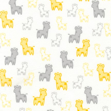 Robert Kaufman - Cozy Cotton Flannel - Baby Giraffes, Yellow on White