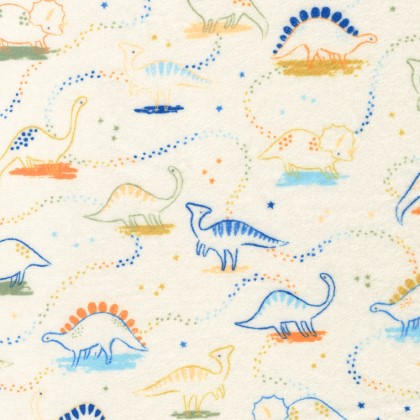 Robert Kaufman - Doux Luxe (Minky) - Dinosaurs, Natural