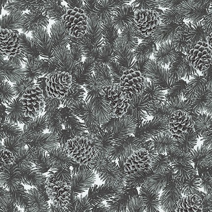 Robert Kaufman - Holiday Flourish 13 - Pinecones, Silver