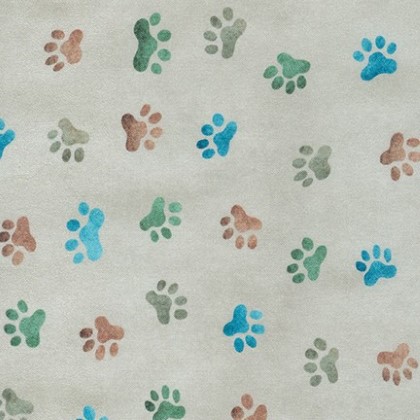 Robert Kaufman - Whiskers & Tails - Paw Prints, Cocoa