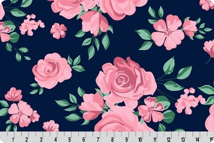 Shannon Fabrics - Cuddle Prints - Rose Bouquet, Navy