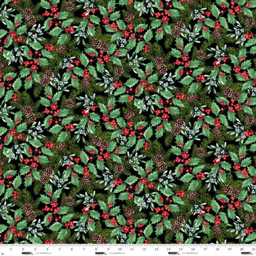 Studio E - Blooms Of The Holiday - Holly Berries & Mistletoe, Black