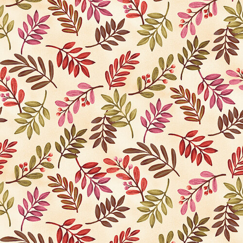 Studio E - Canyon Birds - Tossed Leaves, Cream