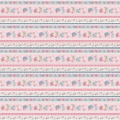 Studio E - Fancy Cats - Border Stripe, Pink/Blue