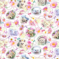 Studio E - Kitty Glitter - Cats Medley, White