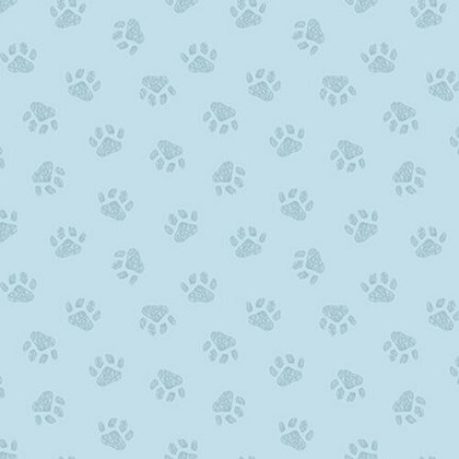 Studio E - Off The Leash - Tossed Paw Print, Blue