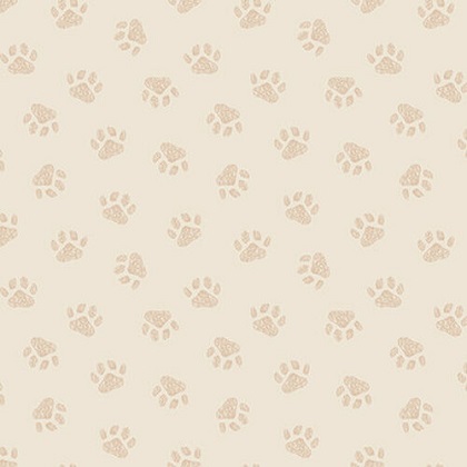 Studio E - Off The Leash - Tossed Paw Print, Tan