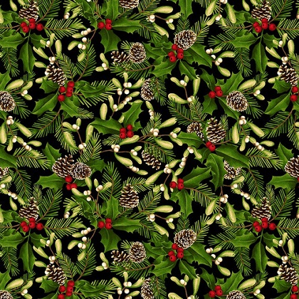 Studio E - 'Tis the Season - Holly and Mistletoe, Black