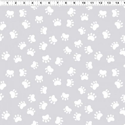 Susybee - Kitty the Cat  - Paw Prints, Light Grey