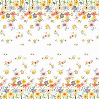 Susybee - Sweet Bees - Double Border Print, White