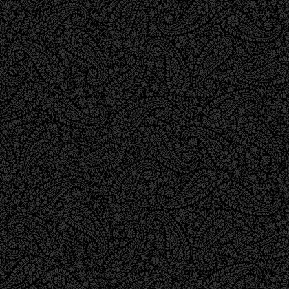 Timeless Treasures - Blackout - Florals Paisley, Black on Black