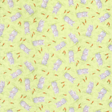 Timeless Treasures - Bunnies - Small Gray Bunnies, Green