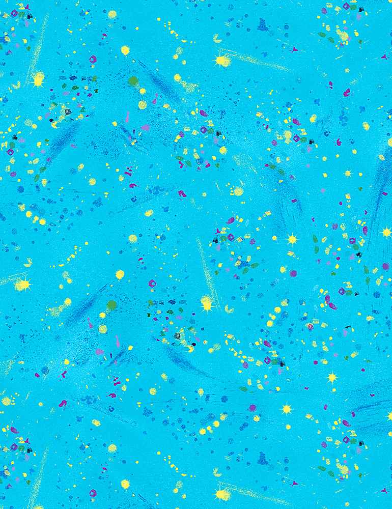 Timeless Treasures - Cats - Small Metallic Paint Splatters, Turquoise